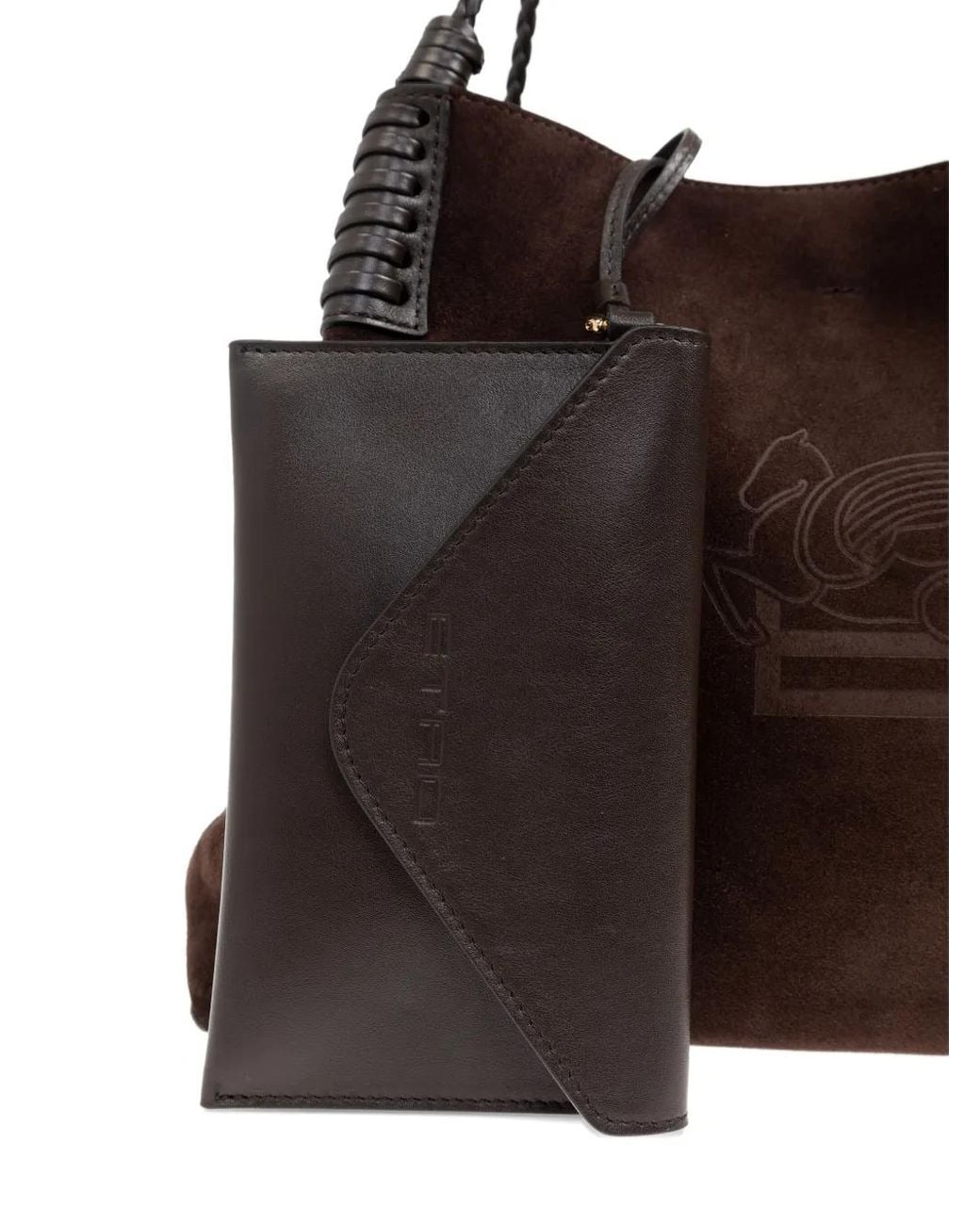 Etro Brown Mittelgroße Libra Tote Bag Aus Wildleder