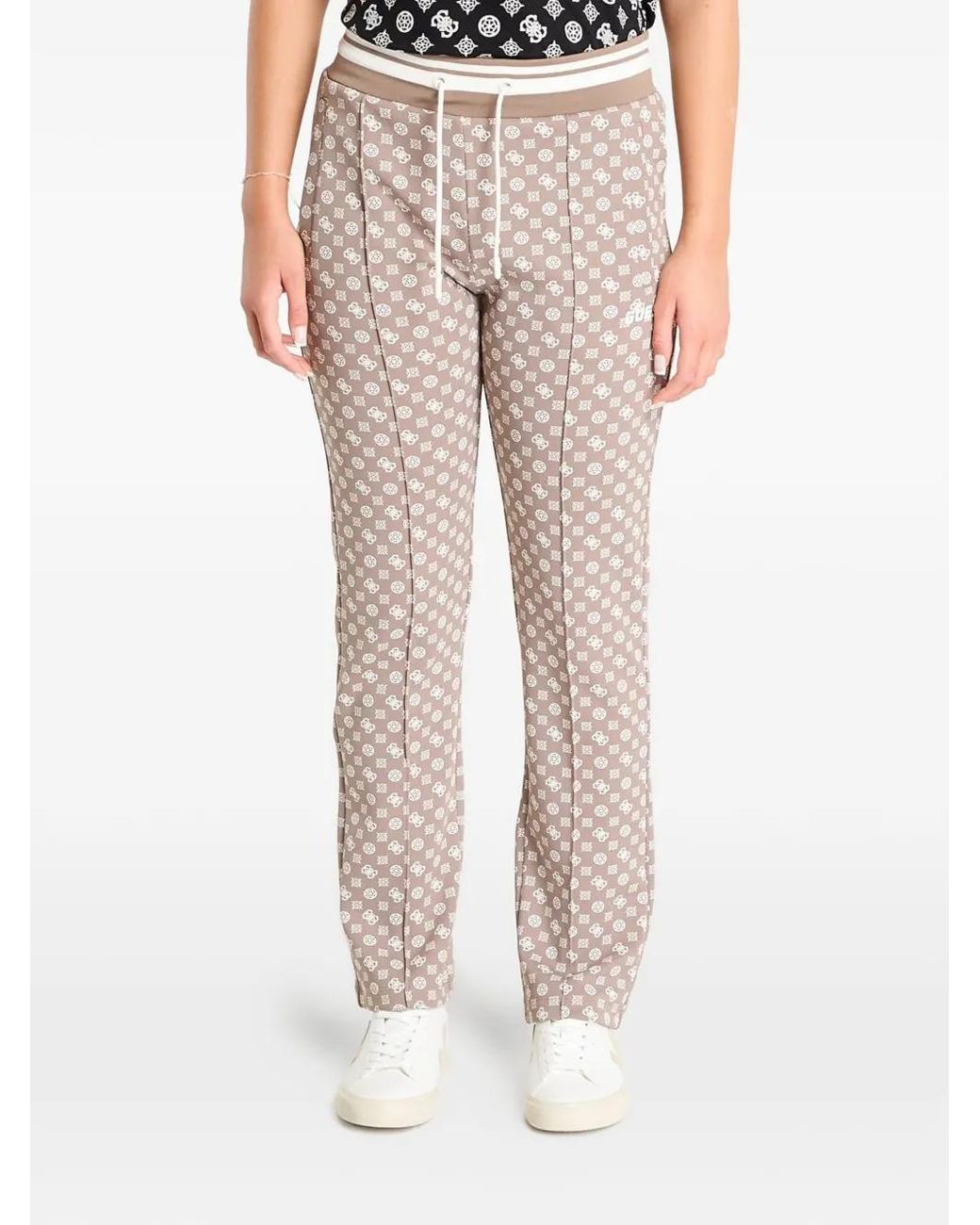 Guess New Aggie Monogram-Print Track Pants in Natural | Lyst UK