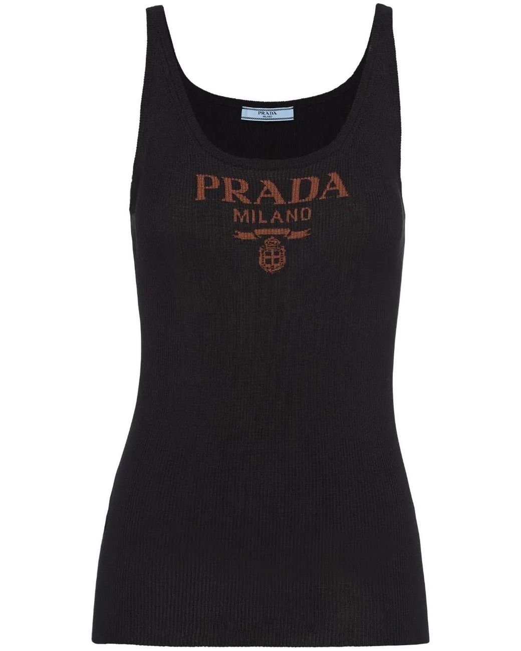 Prada Black Logo-print Slim Knit Tank Top