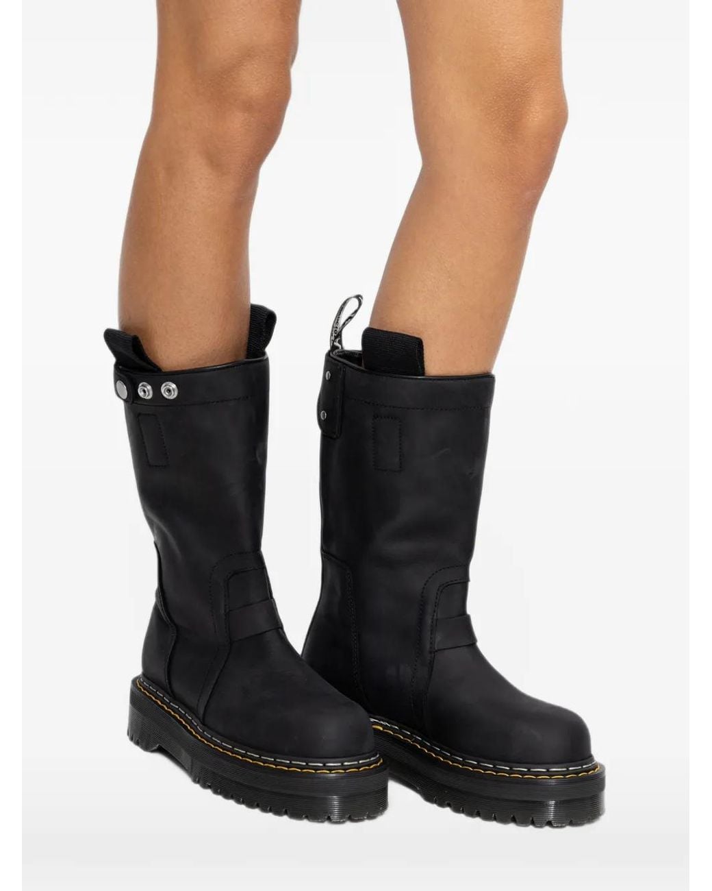 Rick Owens Black X Dr Martens Quad Sole Pull On Boots