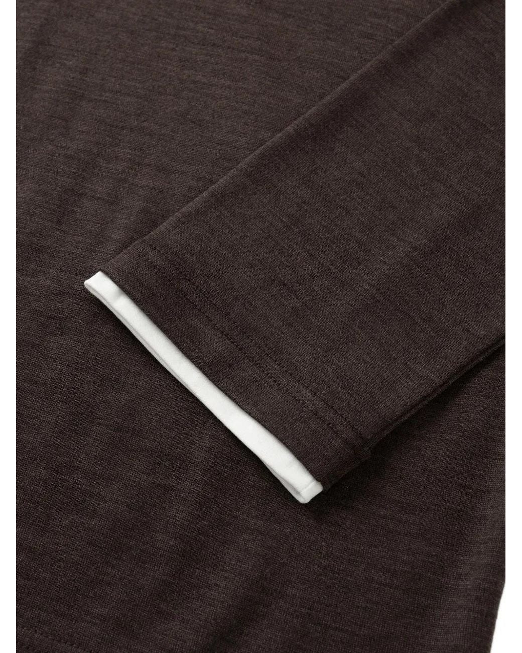 Shanghai Tang Brown Layered-Effect Long-Sleeve T-Shirt for men