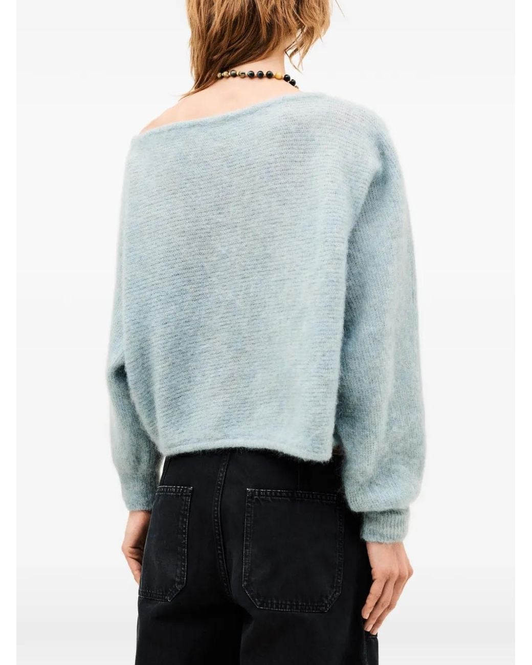 Ba&sh Blue Suela Off-Shoulder Sweater