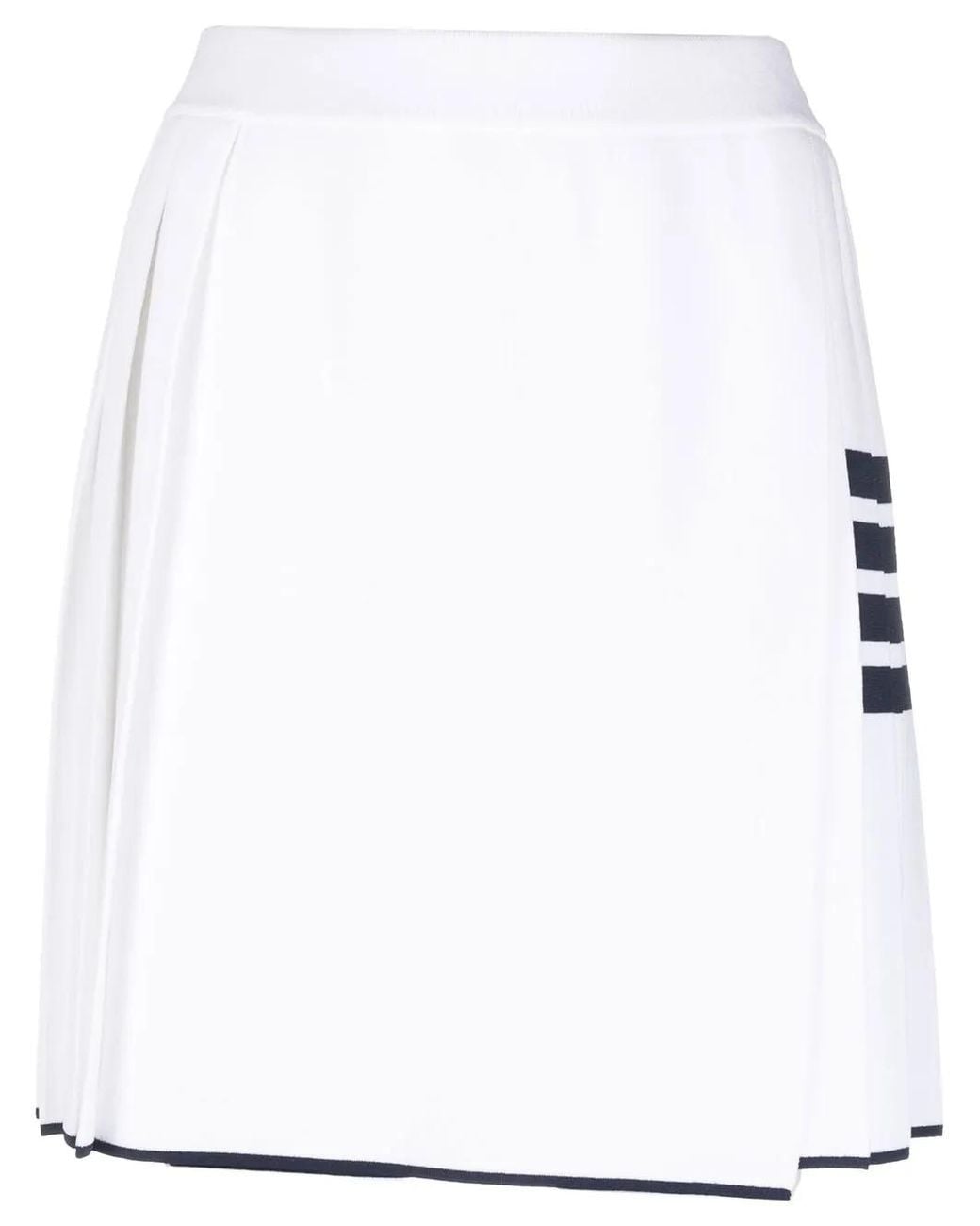 Thom Browne White 4-Bar Pleated Miniskirt