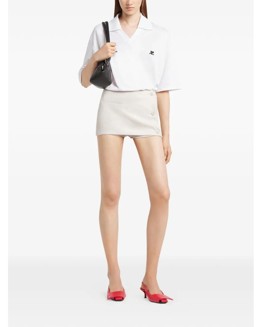 Courreges Red Fold Leather Slingbacks