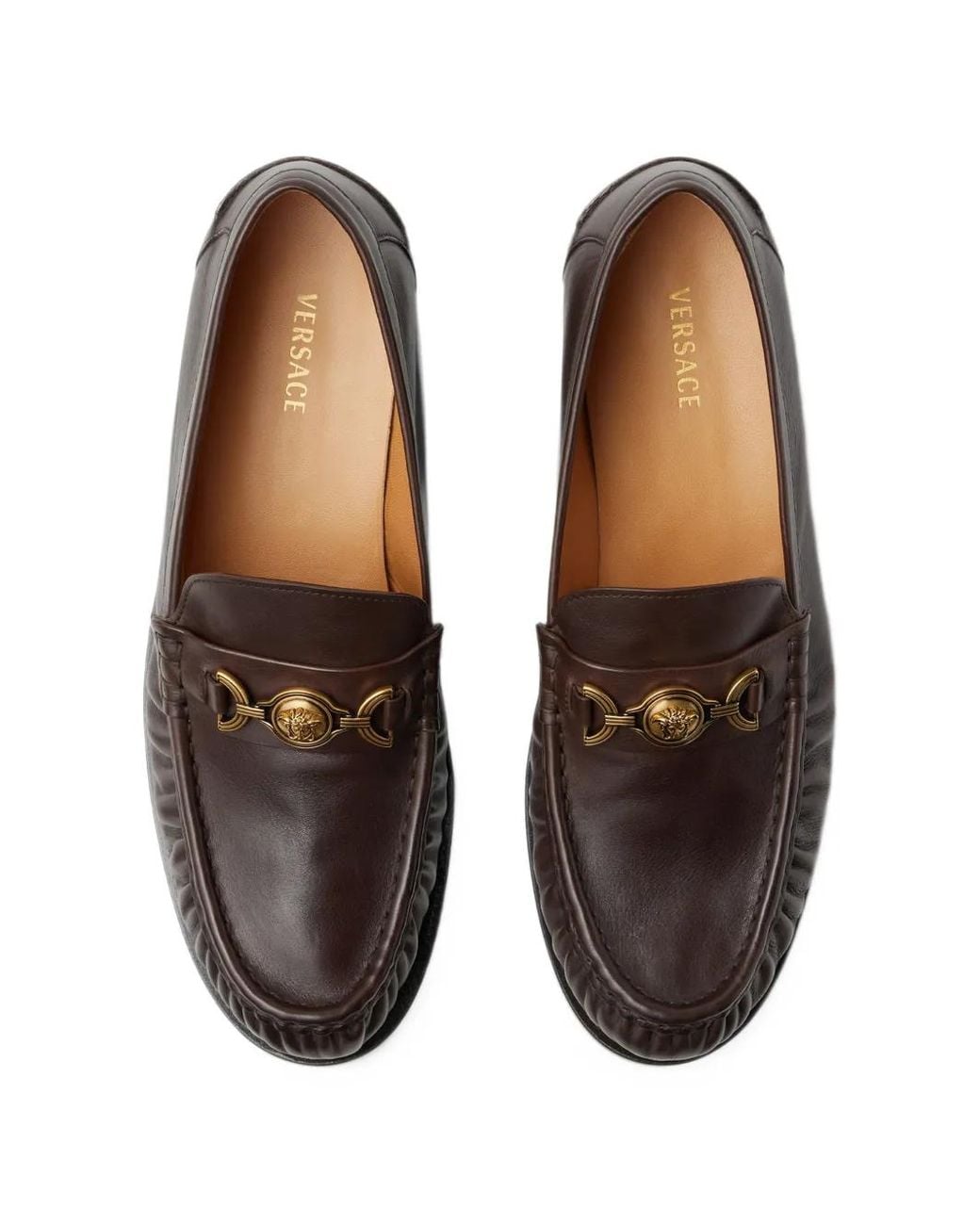 Versace White Adrian Leather Loafers for men