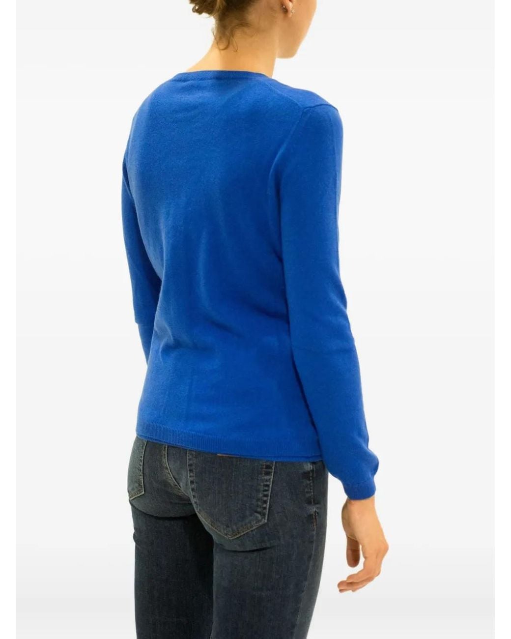 LA ROSE Blue Buttoned Cashmere Cardigan