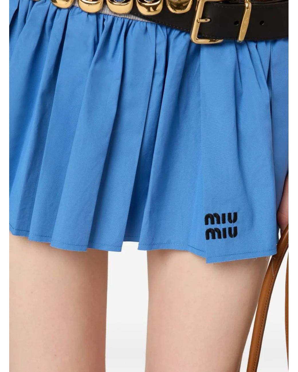Miu Miu Blue Gonne Jersey+Popeline