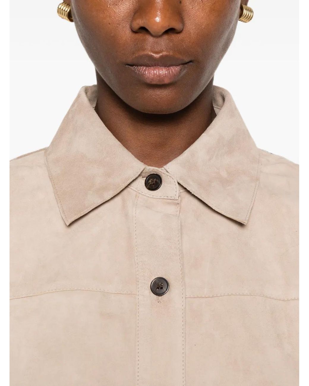 Arma Natural Suede Button-Front Jacket