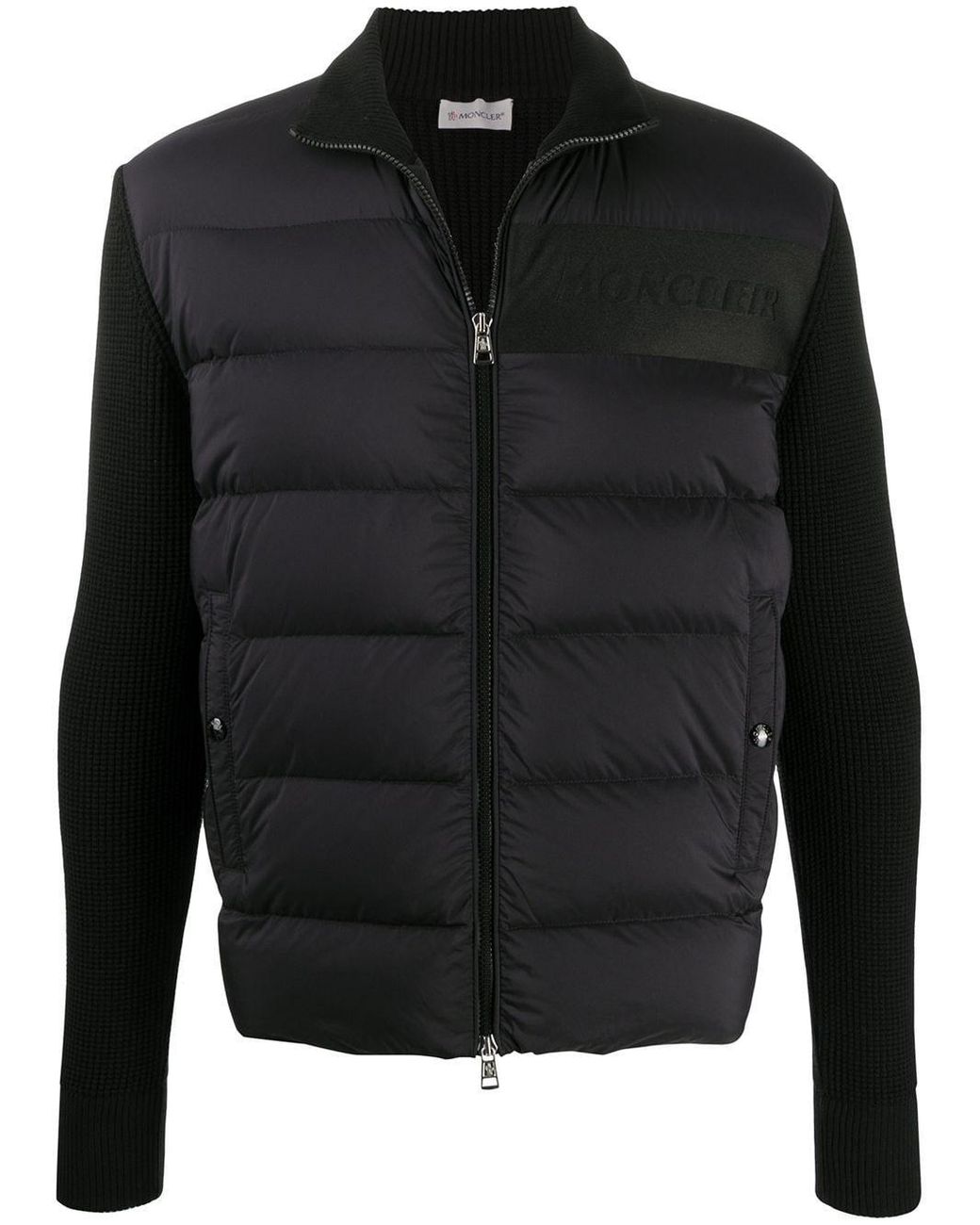 Moncler Wool Padded Jacket in Black for Men - Lyst