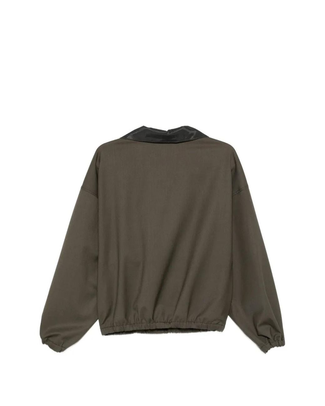 Alysi Green Half-Zip Elasticated-Hem Jacket