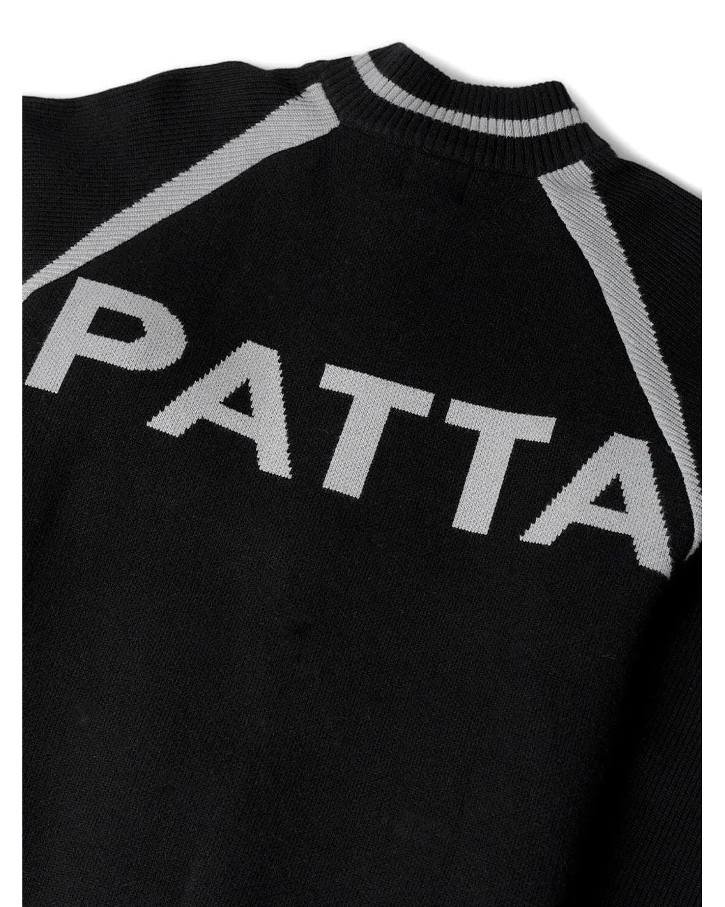 PATTA Black Cardigan Zippé À Logo En Jacquard