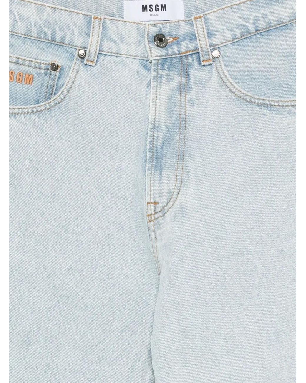 MSGM Blue Logo Trousers for men