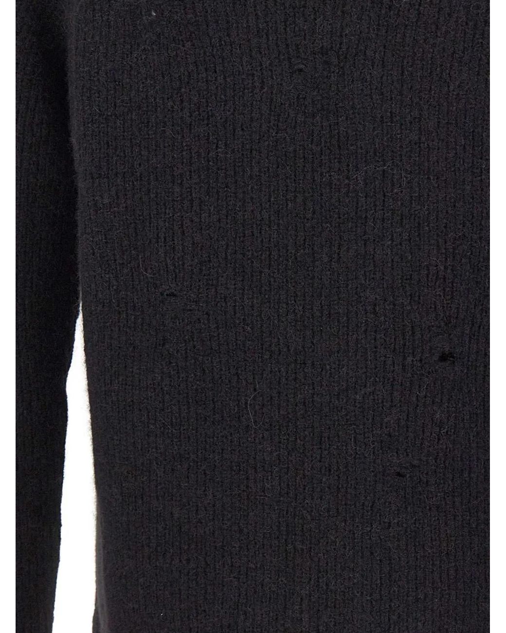 Laneus Blue Distressed Ribbed Sweater for men