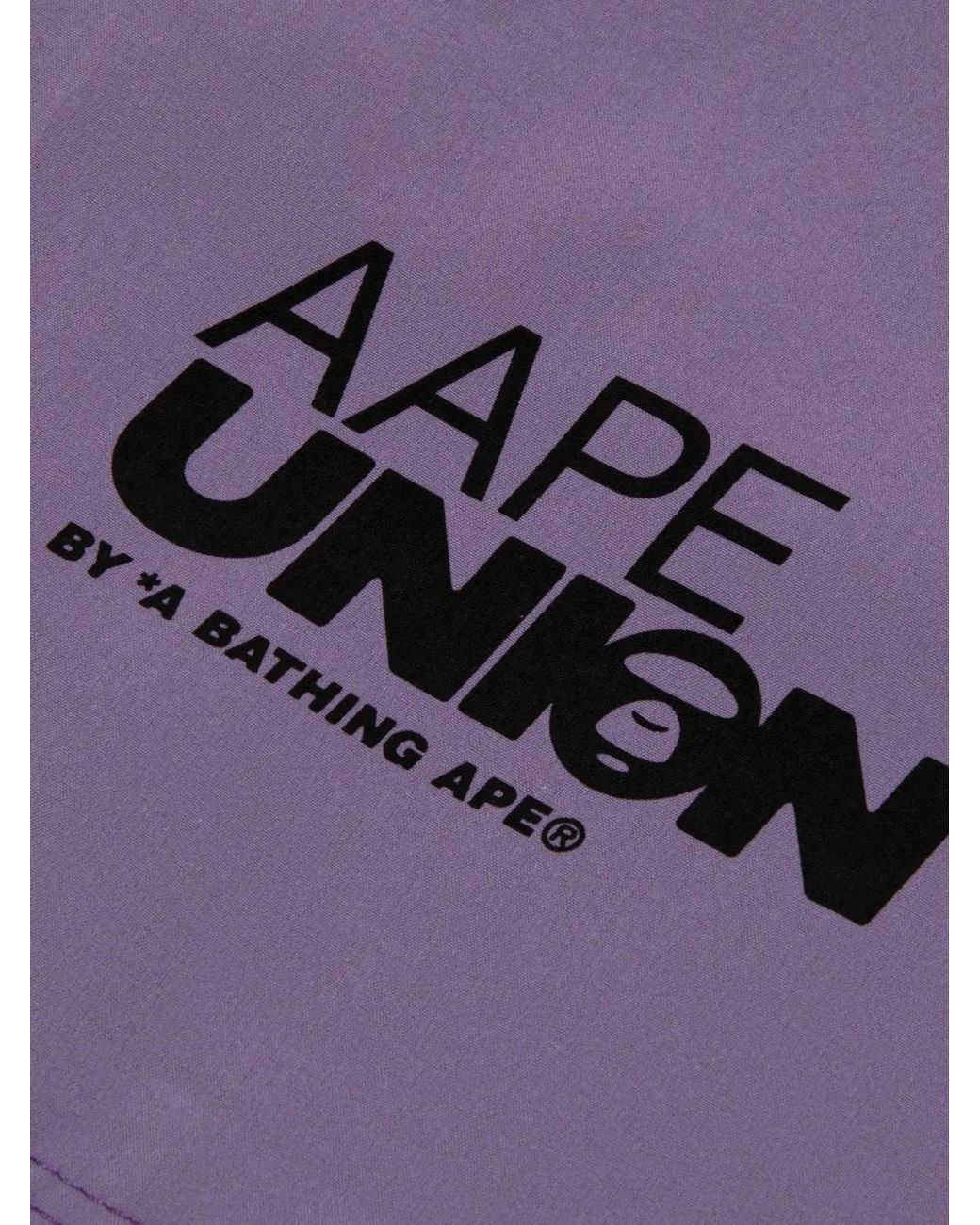 Aape By A Bathing Ape Purple Logo-Patch Shorts for men
