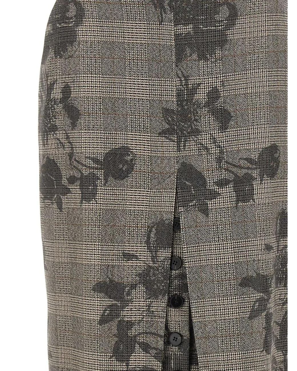 Nissa Gray High-Waisted Midi Skirt