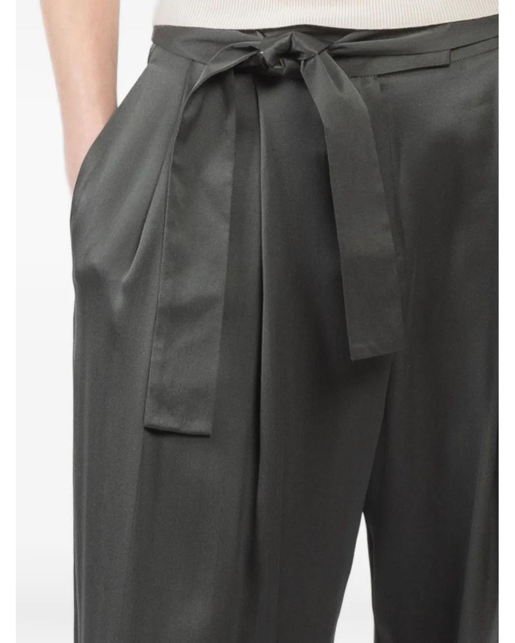 Dusan Black Tie-Waist Palazzo Pants
