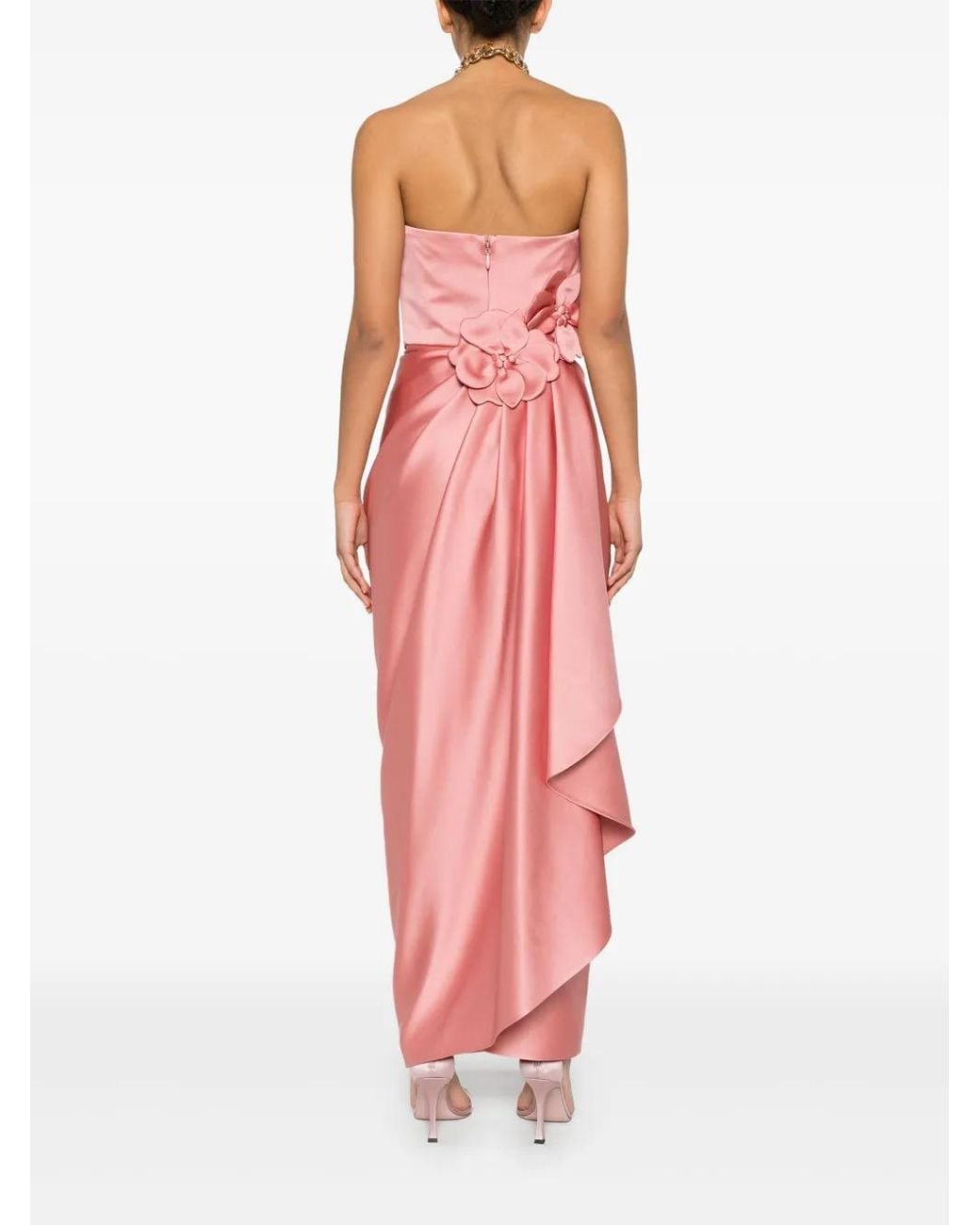 Elie Saab Pink Floral-Appliqué Gown