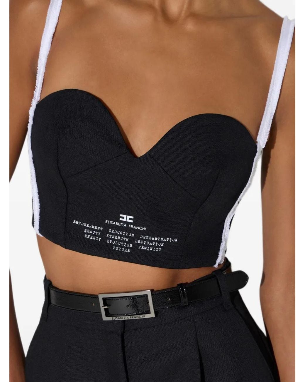 Elisabetta Franchi Black Soutien-Gorge En Laine À Logo Imprimé