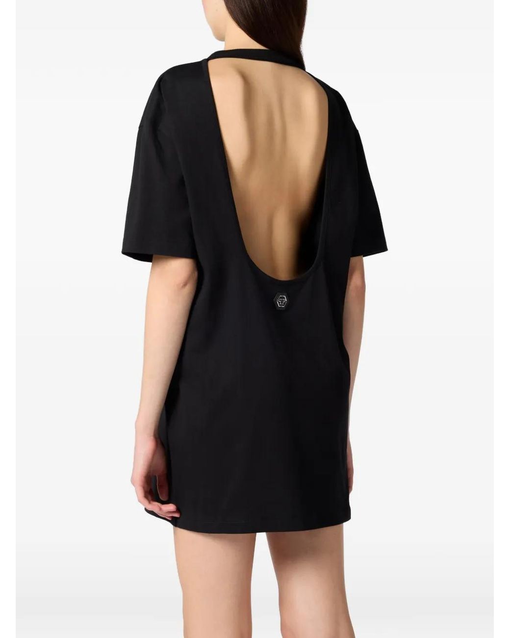 Philipp Plein Black Mini Open-Back Dress