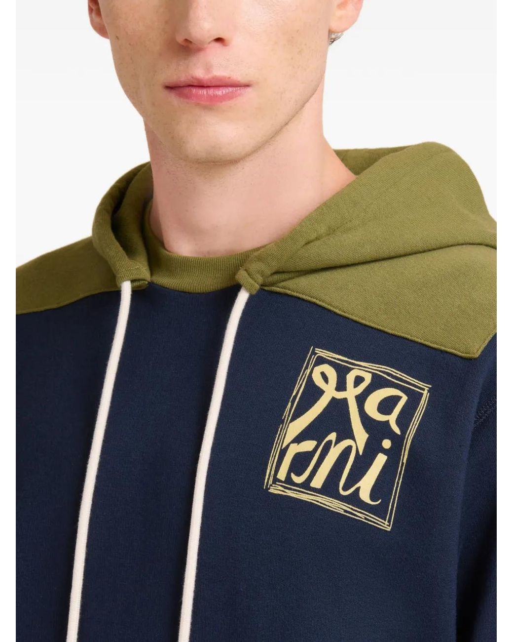Marni Blue Colour-Block Hoodie for men