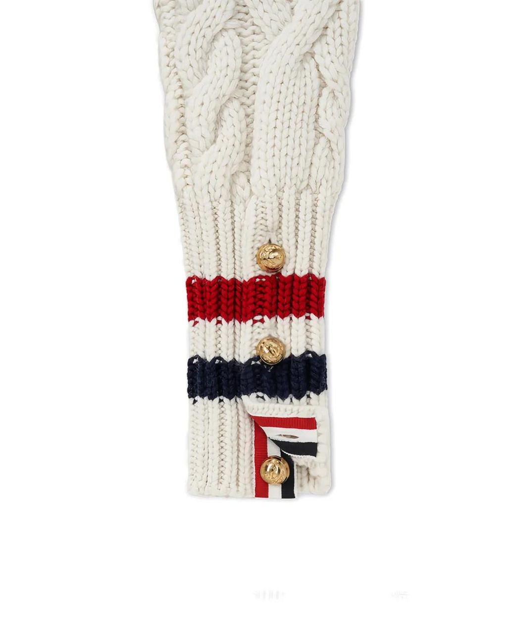 Thom Browne White Cable-Knit V-Neck Pullover