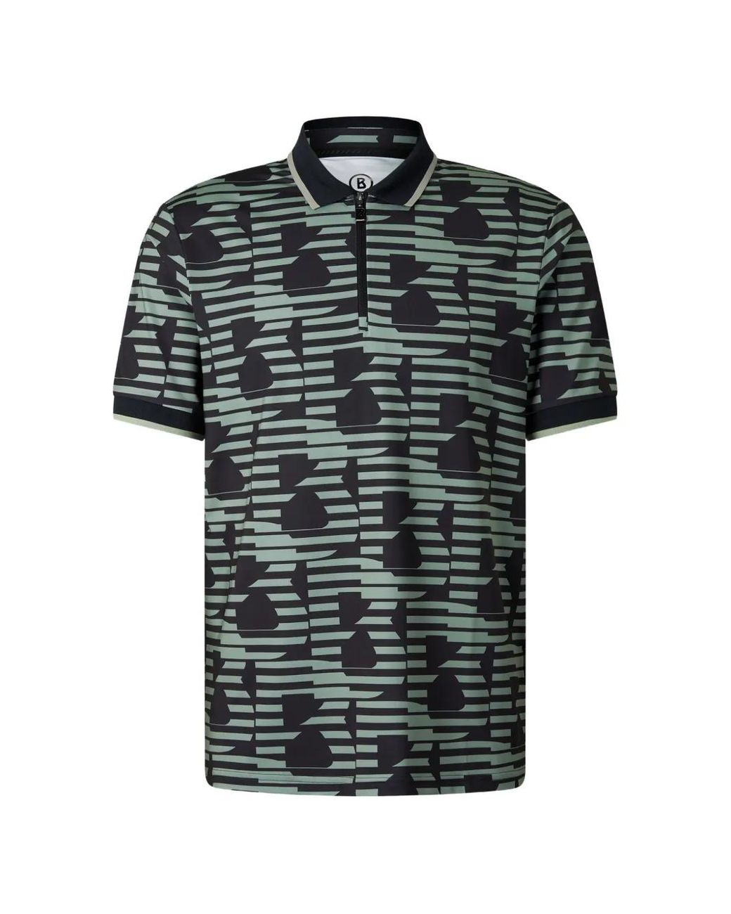 Bogner Green Valentin Logo-Print Zip-Up Polo Shirt for men