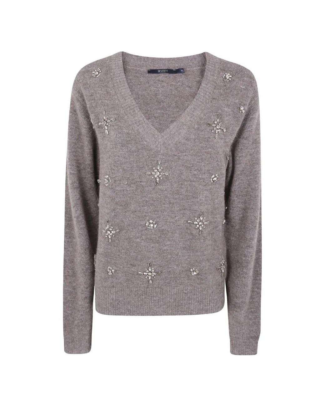 Seventy Gray Pull À Détails De Cristaux Et Col V