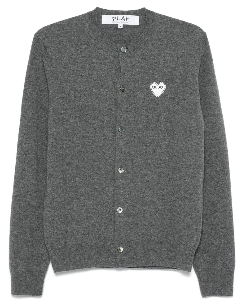COMME DES GARÇONS PLAY Gray Cardigan With Heart Logo for men