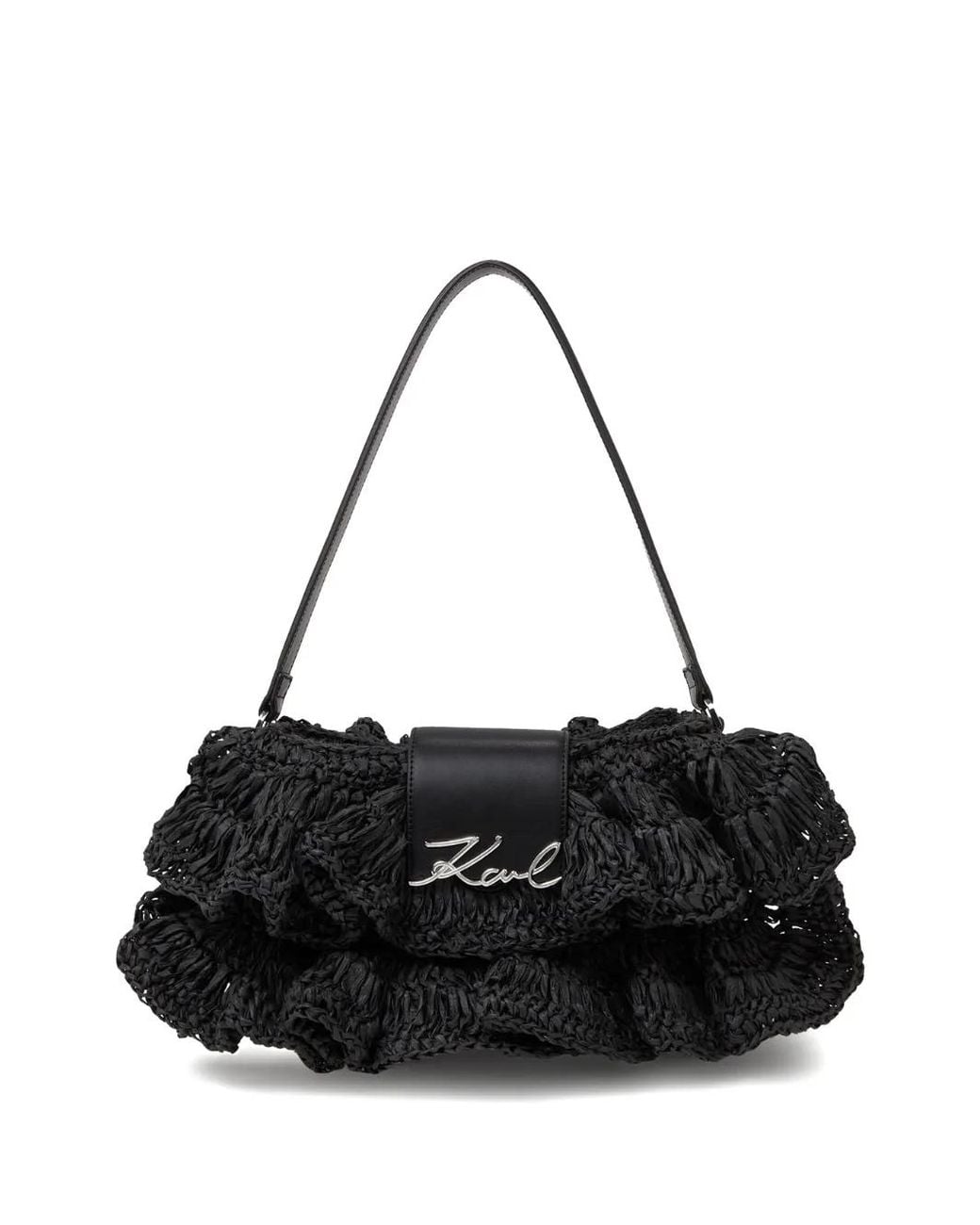 Karl Lagerfeld Black Logo-Plaque Shoulder Bag