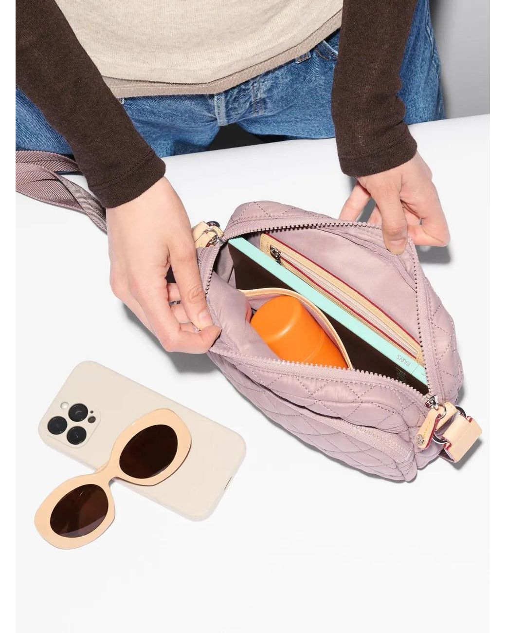 MZ Wallace Pink Small Metro Camera Quilted Crossbody Bag