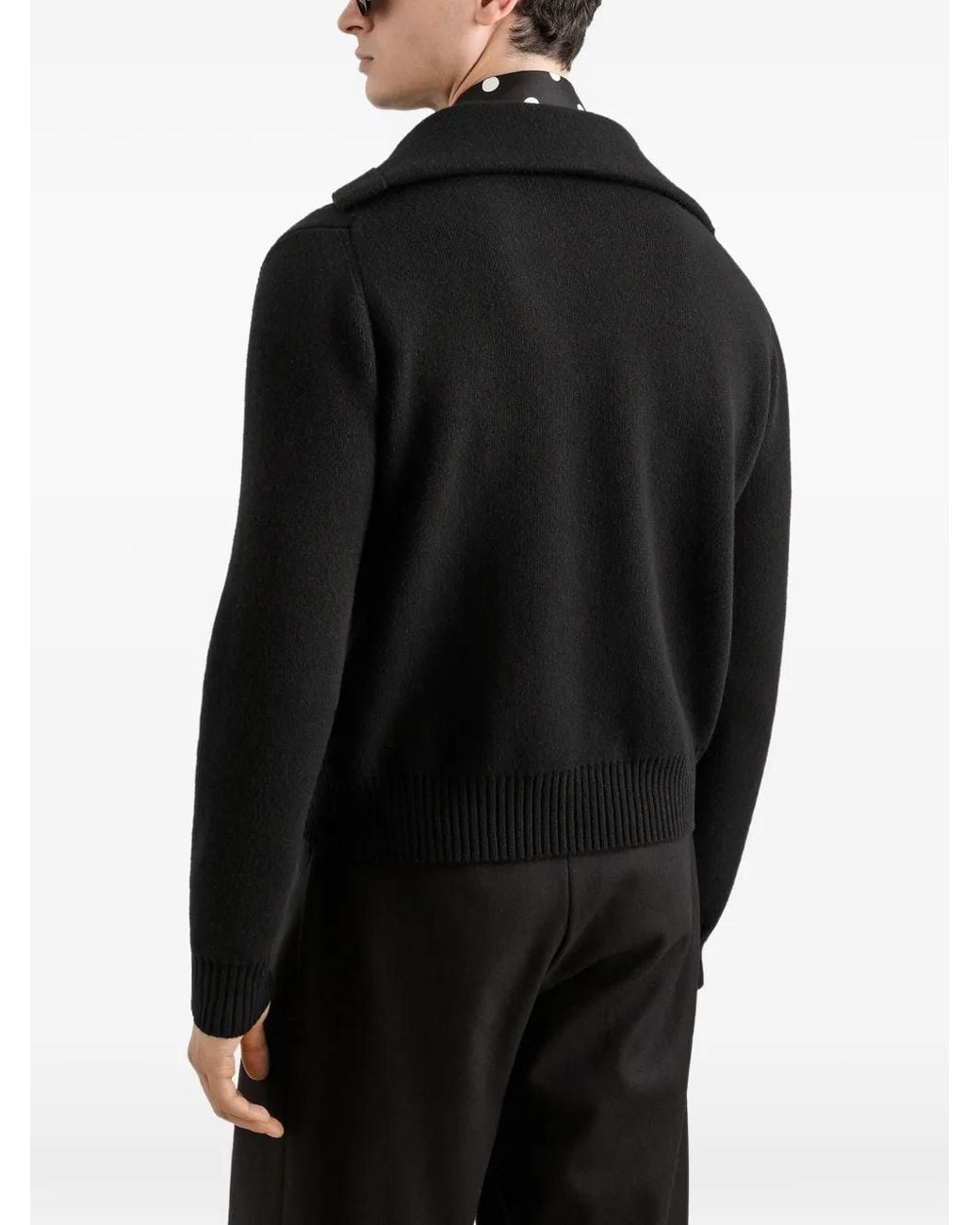 Dolce & Gabbana Black Virgin-Wool Cardigan With Embroidery for men