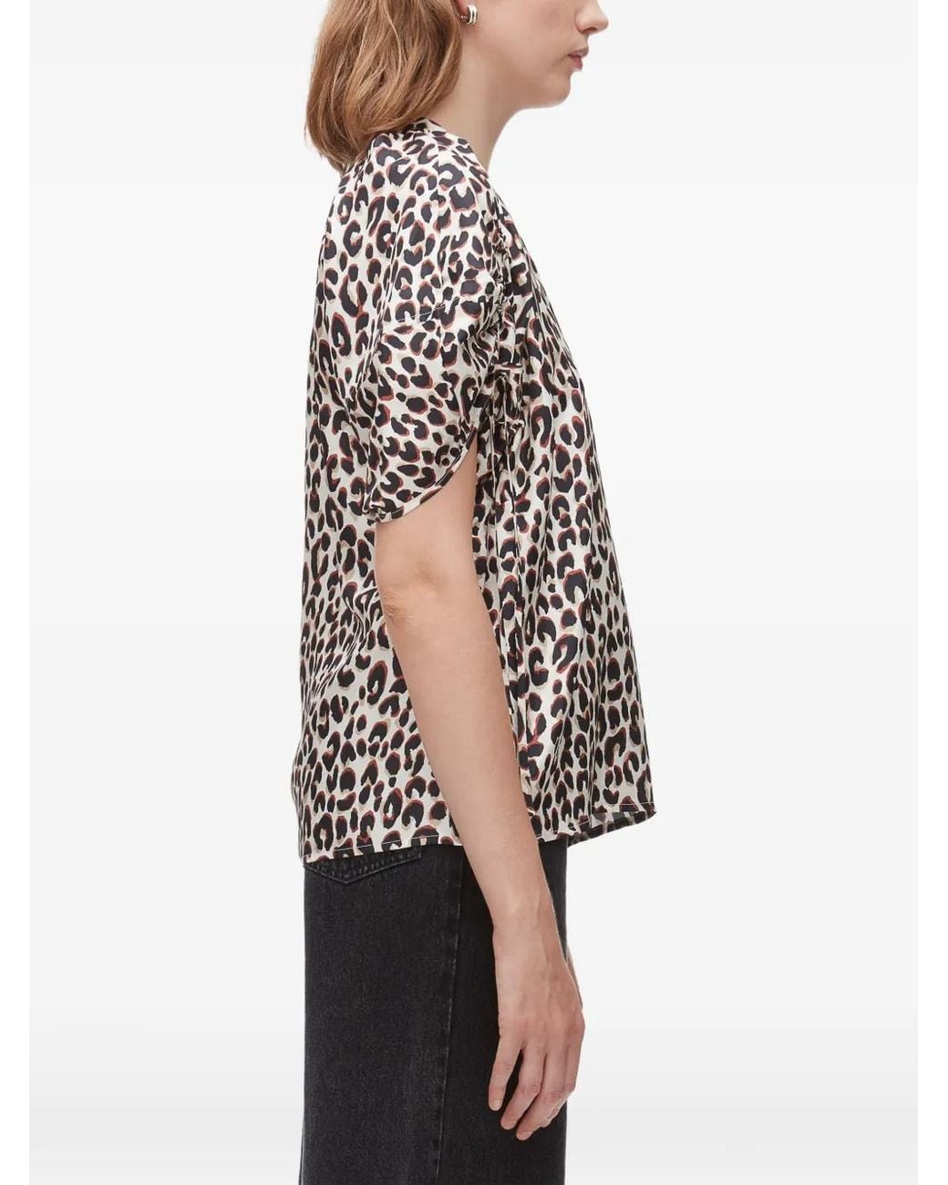 3.1 Phillip Lim Black Animal Print V-Neck Top