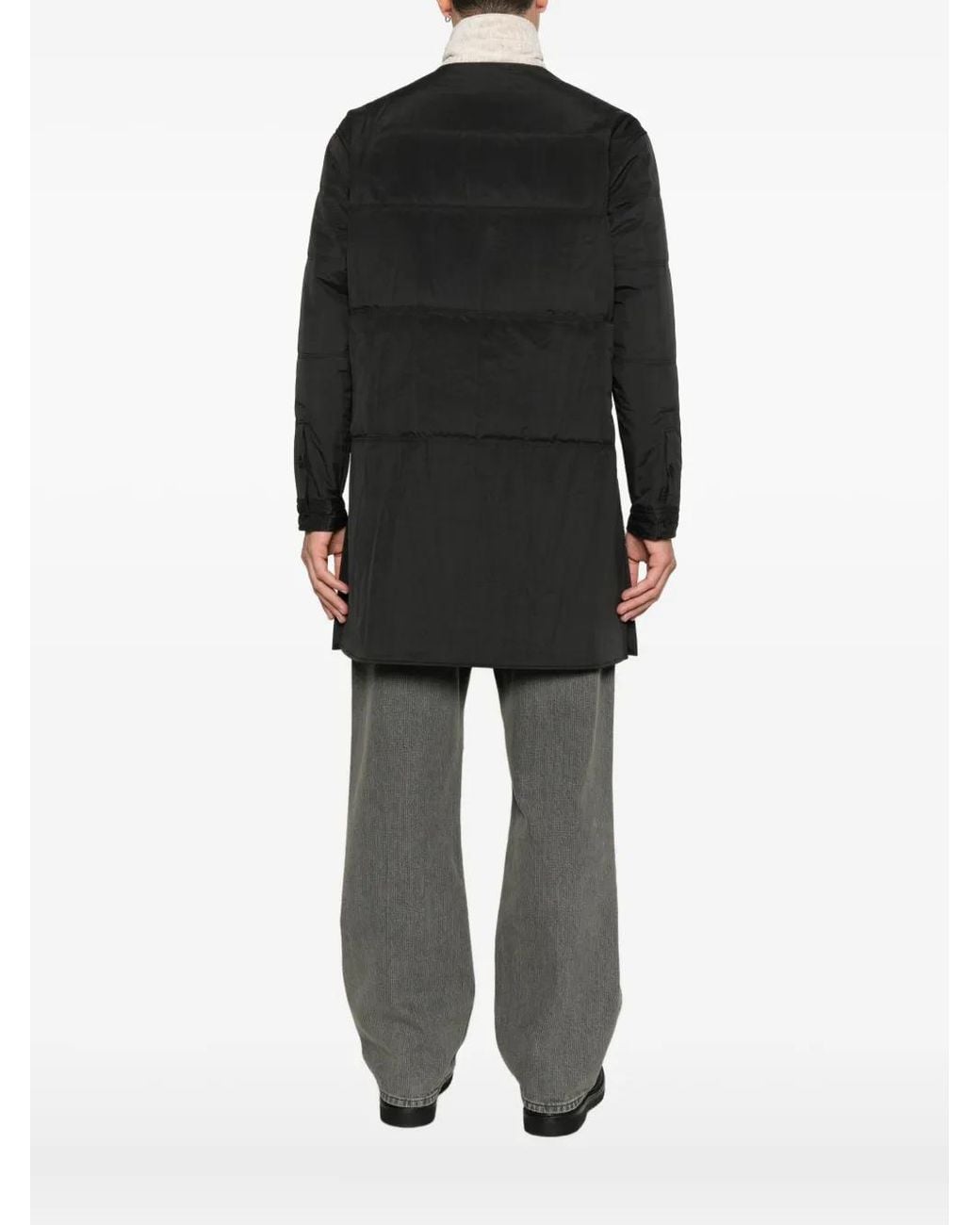 Yohji Yamamoto Black Printed Coat for men