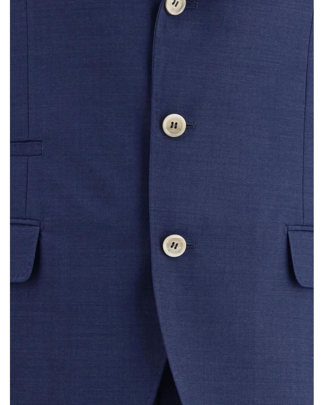 Brunello Cucinelli Blue Single-Breasted Suit for men