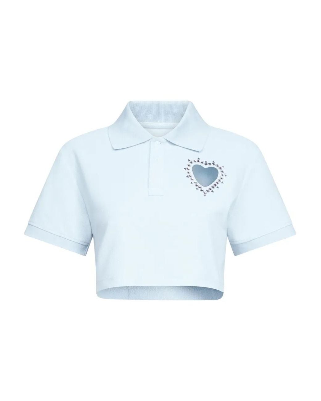 Area Blue Crystal-Embellished Cropped Polo