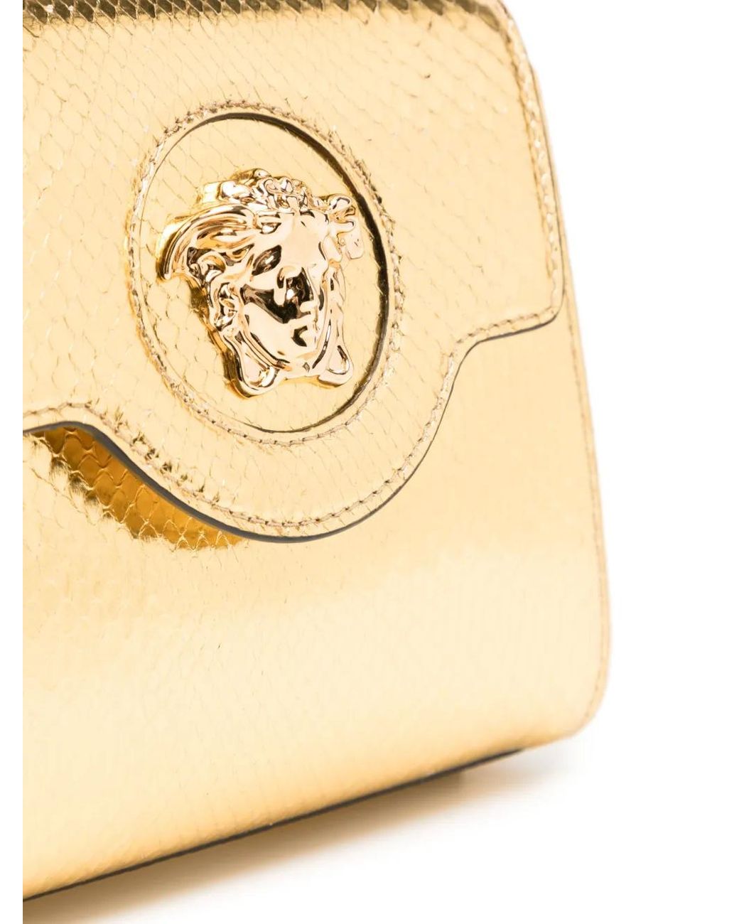 Versace Metallic Small La Medusa Python-Effect Tote Bag