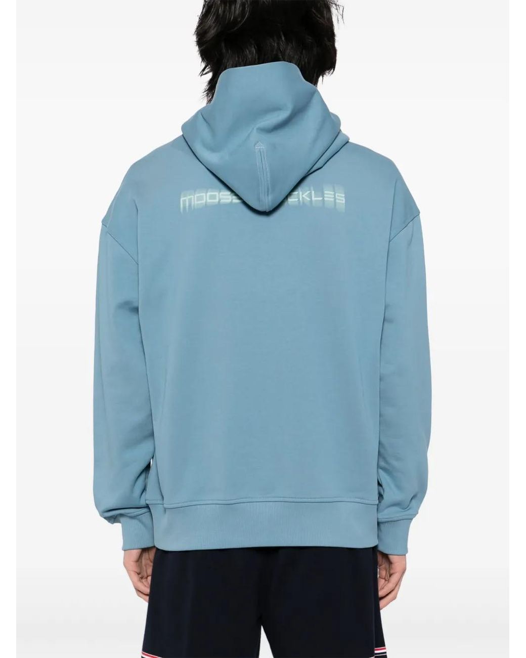 Moose Knuckles Blue Logo-Print Hoodie for men