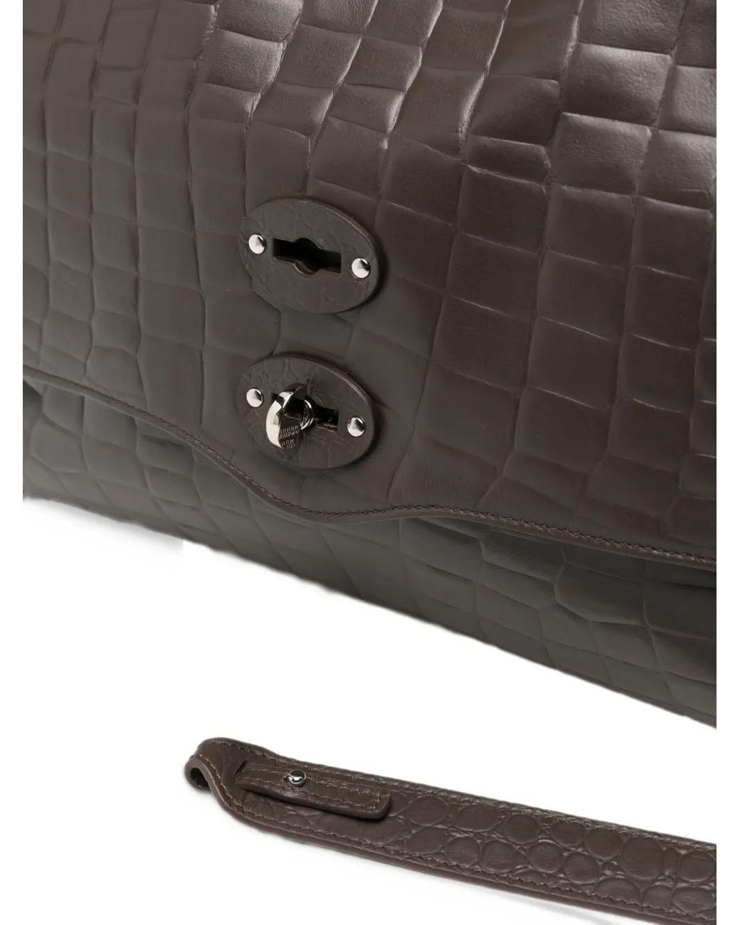 Zanellato Black Postina Croc-Effect Leather Tote Bag