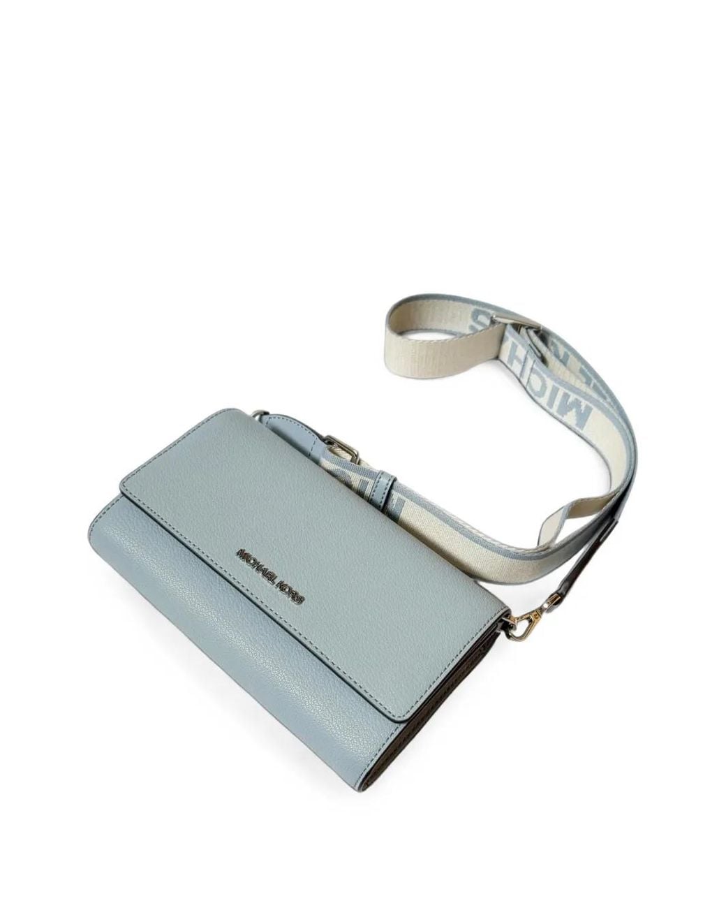 Michael Kors Blue Large Jet Set Logo-Strap Crossbody Bag