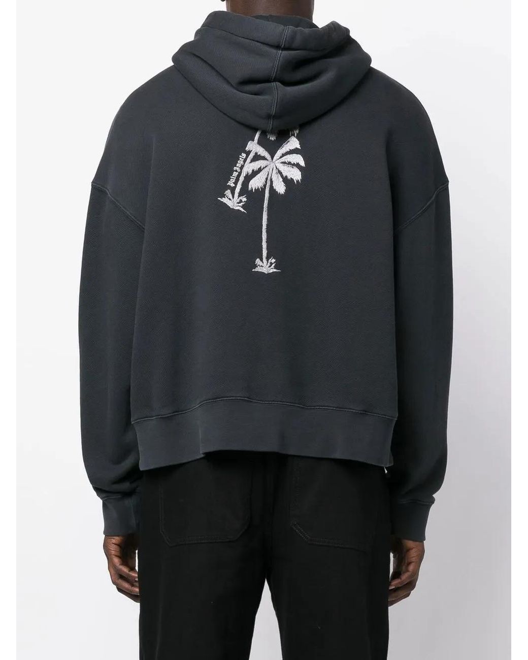 Palm Angels Black Graphic-Print Cotton Hoodie for men