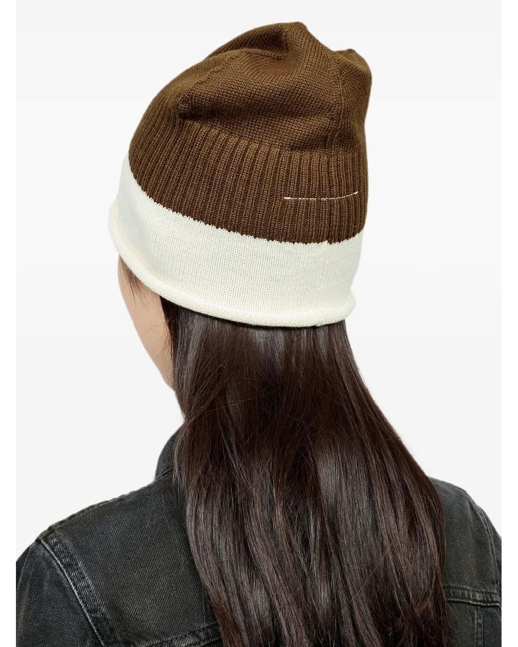 MM6 by Maison Margiela Brown Cotton Knit Beanie
