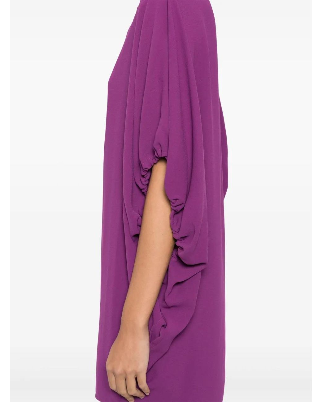N°21 Purple Polyester Draped Boat-Neck Mini Dress