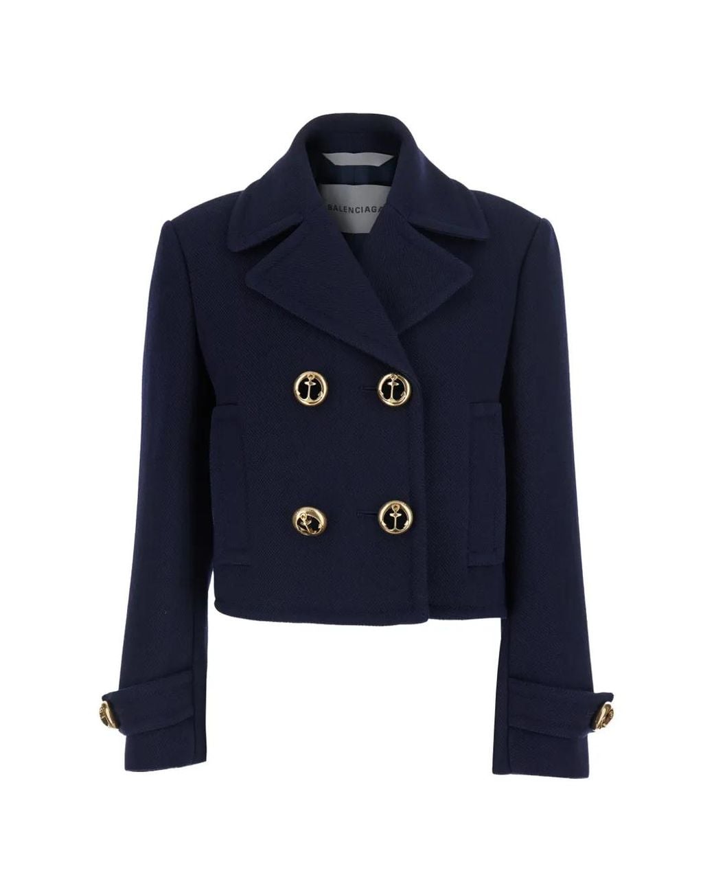 Balenciaga Blue Anchor-Button Cropped Jacket