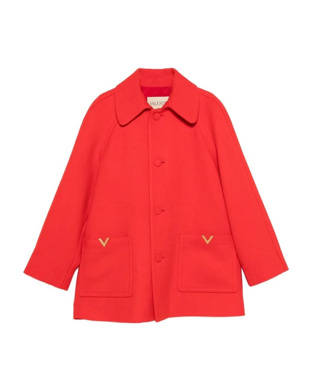 Valentino Garavani Red Wool Single-Breasted Coat for men