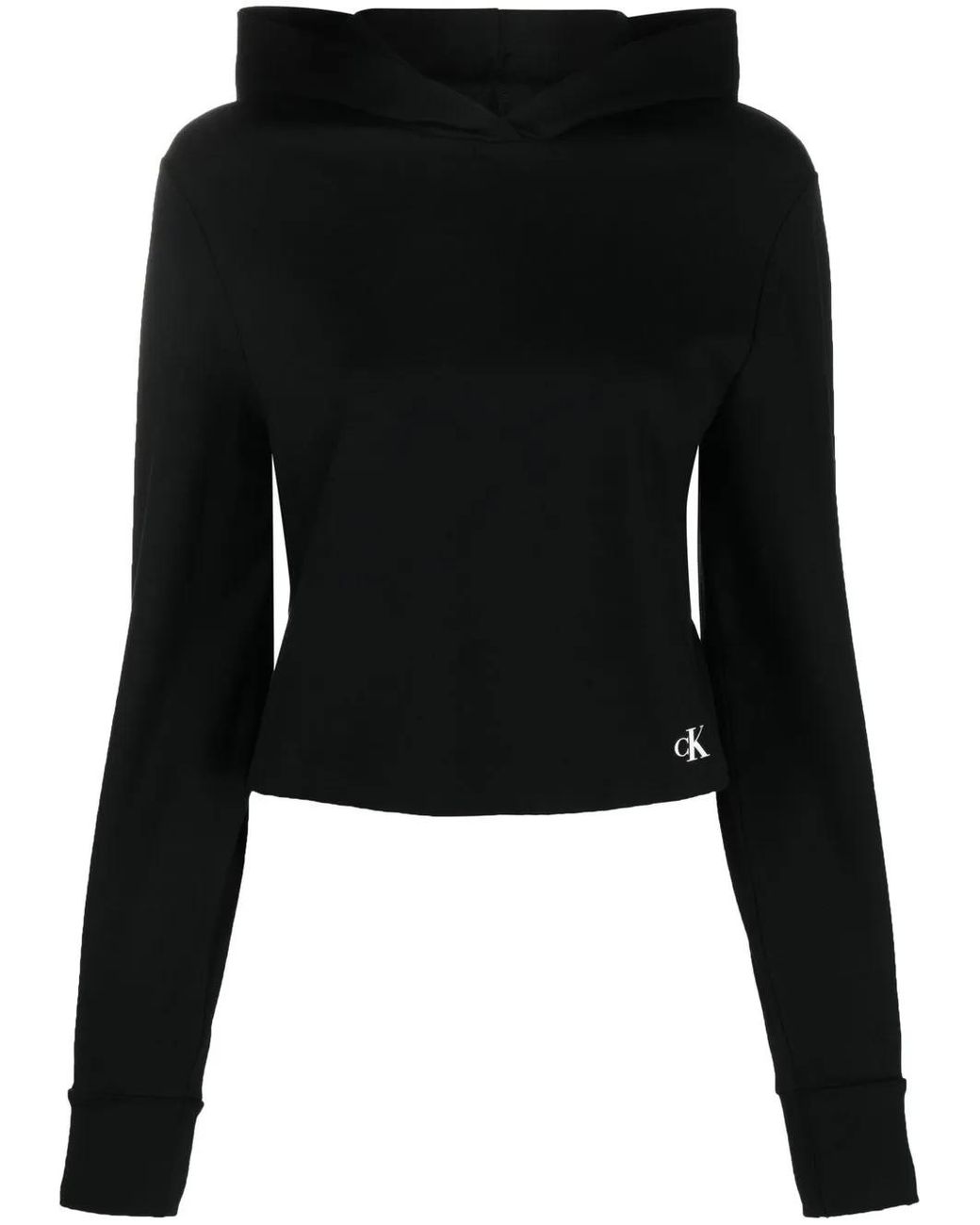 Calvin Klein Black Cropped Logo Hoodie