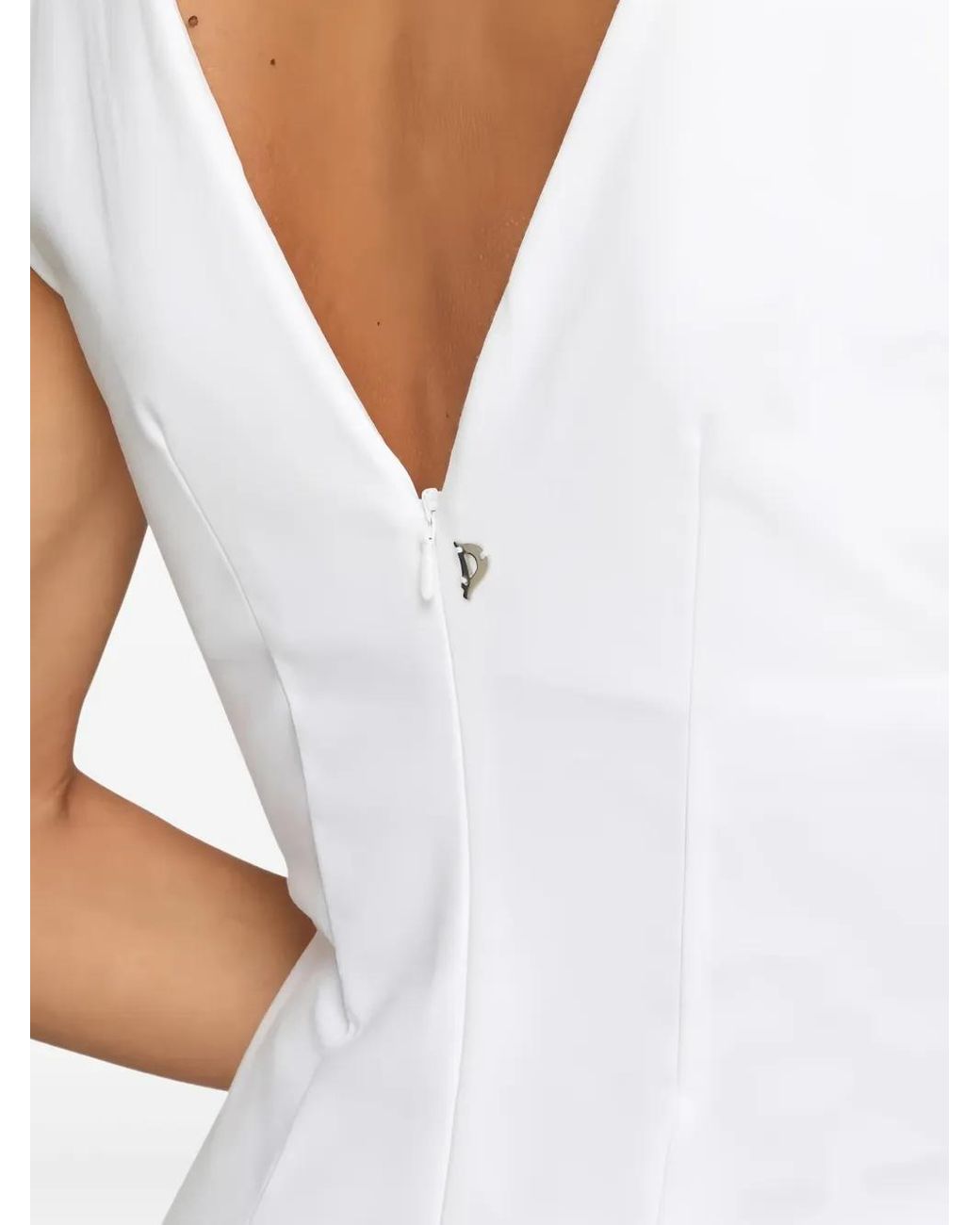 Dondup White Padded-Shoulder Midi Dress