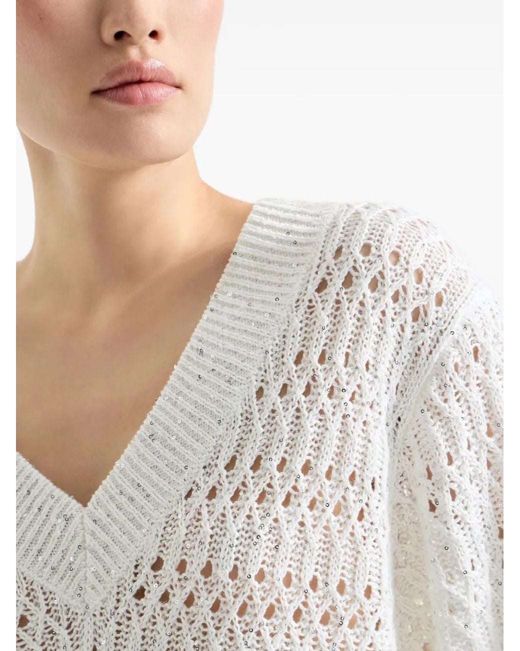 Pull À Col V Brunello Cucinelli en coloris White