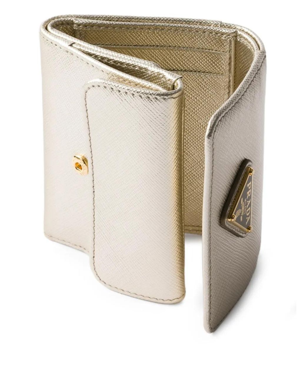 Prada Gray Logo Leather Wallet
