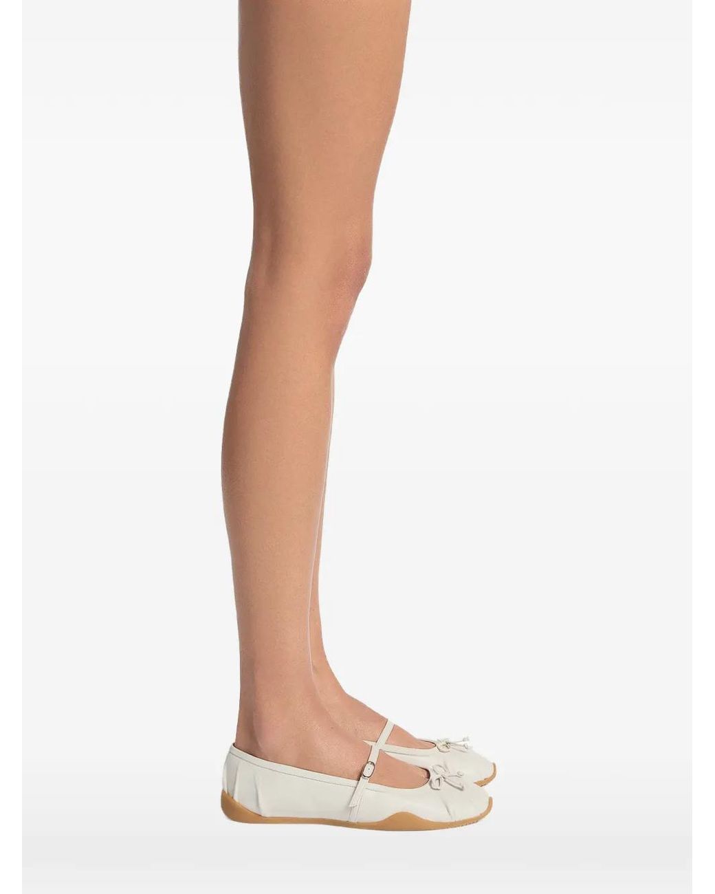 Giuseppe Zanotti White Mary Jane Bow Strap Ballet Flat