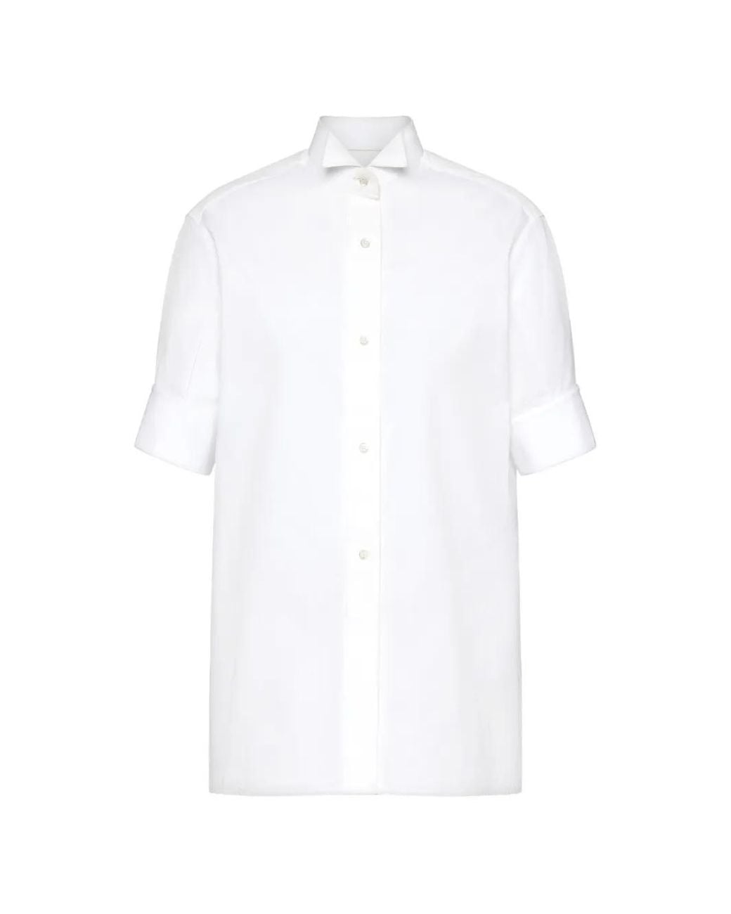 Maison Margiela White Cotton Short-Sleeve Shirt
